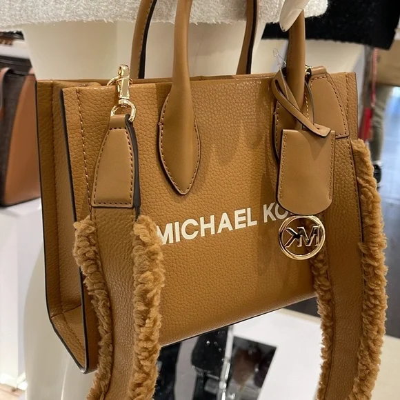 Michael Kors Mirella Small Pebbled Leather Shopper Top Zip Crossbody XBody Bag